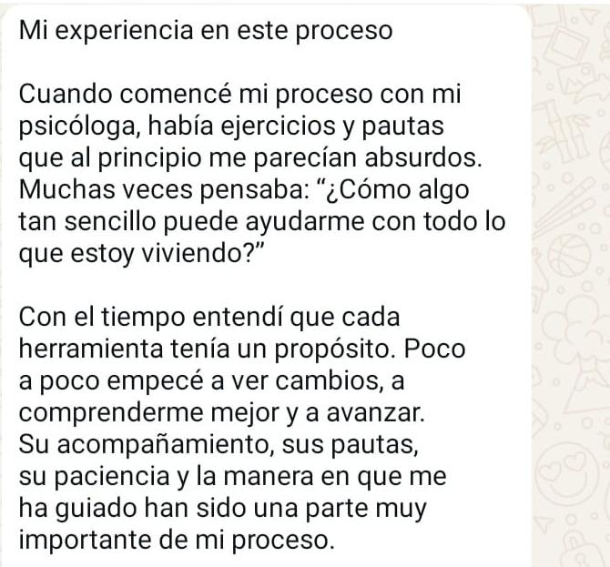 Testimonio de una consultante 2 de 6
